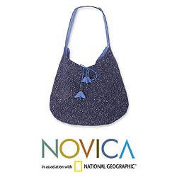 Cotton 'Tribal Tulips' Hobo Shoulder Bag (Thailand)