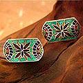 Handcrafted Sterling Silver 'Floral Shield' Cufflinks (India)