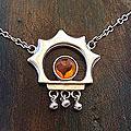 Sterling Silver 'Leo Sun' Amber Necklace (Mexico)