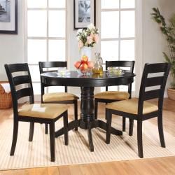 Wilma 5-piece Round Black Dining Set with Ladder Back Chairs
