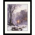 Anders Anderson-Lundby 'A Twilit Wooded River in the Snow' Framed Art Print