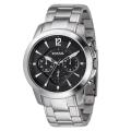 Fossil Men's Stainless Steel Bracelet Black Dial Chronograph Watch