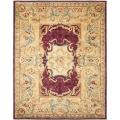 Handmade Aubusson Limours Burgundy/ Gold Wool Rug (9'6 x 13'6)
