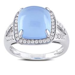 14k White Gold Chalcedony and 1/4ct TDW Diamond Ring (G-H, SI1-SI2)