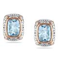 Sterling Silver Blue Topaz and 1/8ct TDW Diamond Stud Earrings (G-H, I3)
