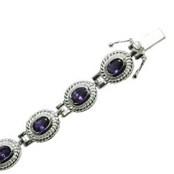 Gems For You Silver Amethyst Link Bracelet