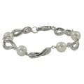 Pearls For You Silver White Freshwater Pearl Link Bracelet (8-9 mm)