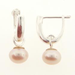 Meredith Leigh 14k Gold and Silver Freshwater Pearl Earrings (7-7.5 mm)