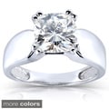 14k White Gold Cushion-cut Moissanite Solitaire Ring