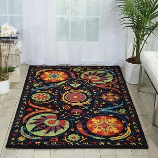 Hand-tufted Suzani Multi-color Floral Medallion Rug (8' x 10'6)