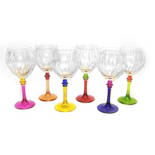 Italian Multicolor Fun Wine Glasses (Set of 6)