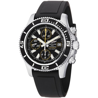 Breitling Men's 'SuperOcean Chrono' Black Dial Rubber Strap Watch