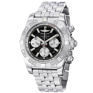 Breitling Men's 'Chronomat B01' Black Dial Stainless Steel Watch