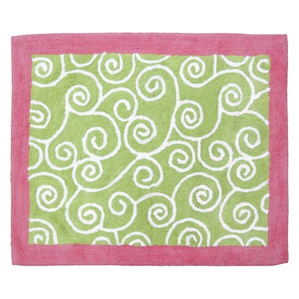 Sweet JoJo Designs Olivia Pink and Green Cotton Floor Rug