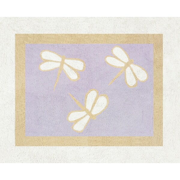 Sweet JoJo Designs Purple Dragonfly Dreams Cotton Floor Rug