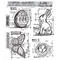 Tim Holtz Cling Rubber Stamp Set-Easter Blueprint