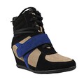 Refresh by Beston Women's 'Dakota' Black and Blue Hidden Wedge Sneakers