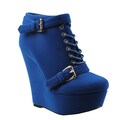 Refresh by Beston Women's 'Febee' Royal Blue Lace-up Ankle Booties