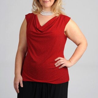 AnnaLee + Hope Women's Plus Size Drape Glitter T