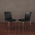 Cosmopolitan Stainless Steel Modern Black Leather Dining Chairs (Set of 2)
