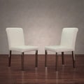 Cosmopolitan Stainless Steel Modern White Leather Dining Chairs (Set of 2)