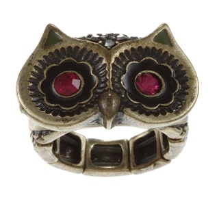 New! Betsey Johnson CZ Owl Eyes Stretch Ring