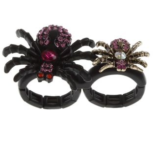 New! Betsey Johnson CZ Spider 2-finger Ring