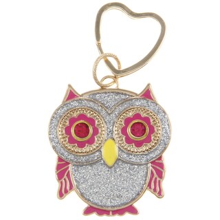 New! Betsey Johnson Glitter Silver Owl Key Chain