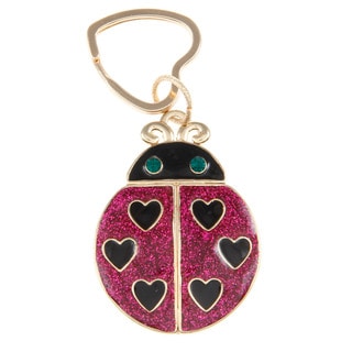 New! Betsey Johnson Fuchsia/ Black Lady Bug Key Chain