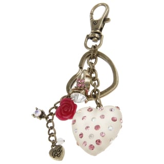 New! Betsey Johnson Puff Heart Key Chain