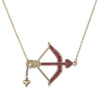 New! Betsey Johnson CZ Sideways Bow Arrow Pendant Necklace