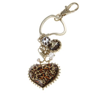 New! Betsey Johnson Leopard Heart Key Chain