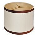 Round Beige Hardback Fabric Shade with Brown Piping