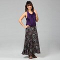 Lola P. Women's 'Challis' Black Paisley Printed Long Skirt