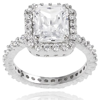 Tressa Sterling Silver Square Cubic Zirconia Bridal-style Ring