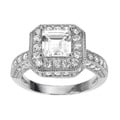 Tressa Sterling Silver Square Cubic Zirconia Bridal-style Ring