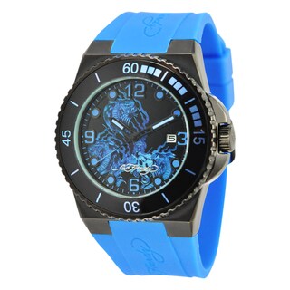 Ed Hardy Men's Black Steel Dive Immersion 'Snake' Watch