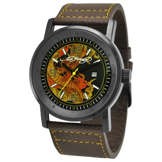 Ed Hardy Men's Black Steel 'Dragon' Watch