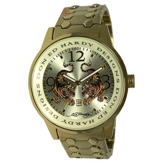 Ed Hardy Men's Goldtone steel 'Tiger' Watch