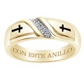 18k Gold over Silver Diamond Accent 'Con Este Anillo' Engraved Band