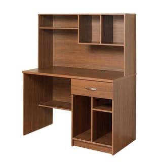 akadaHOME Walnut Computer Desk with Hutch