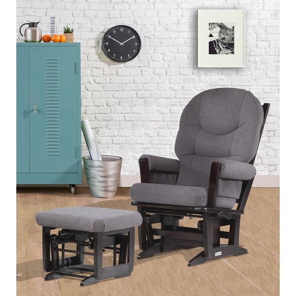 Dutailier Ultramotion Espresso/ Dark Grey Multiposition Reclining Modern Glider and Ottoman Set