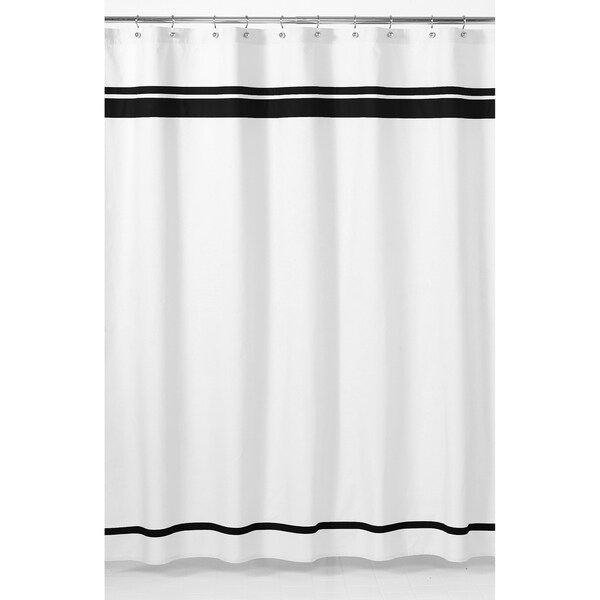 White and Black Hotel Shower Curtain