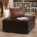 Christopher Knight Home Burlington Brown Leather Storage Ottoman