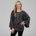 Kozy Women's Grey Tiger Print Kimono Sleeve Top