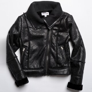 CoffeeShop Kids Girl's Black Faux Shearling Jacket