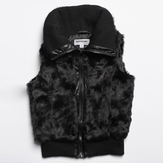 CoffeeShop Kids Girls Black Faux Fur Vest