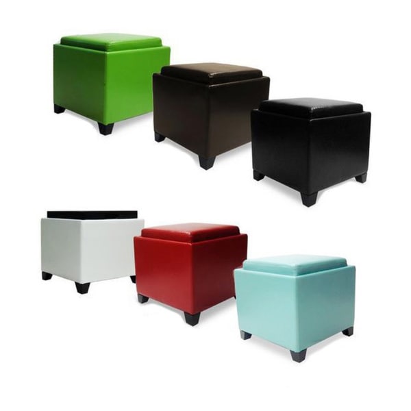 Armen Living Contemporary Storage Ottoman With Tray 15035227