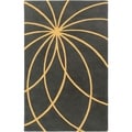 Hand-tufted Escort Iron Ore Floral Wool Rug (6' x 9')