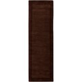 Hand-crafted Solid Brown Tone-On-Tone Bordered Caprice Wool Rug (2'6 x 8')